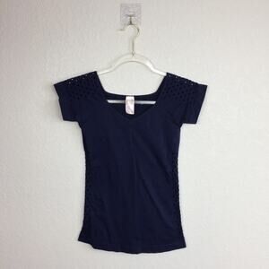 • TANCO • Stretchy Navy Top One Size w/Cutouts